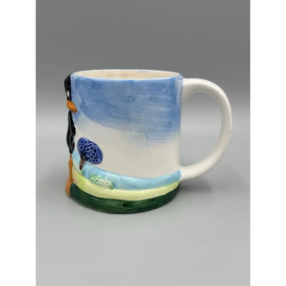 Vintage 1999 Daffy Duck 33 Stamp 3D Ceramic Mug Looney Tunes READ DETAILS